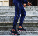 ACZ097 NAVY SHIROI LINE JOGGING BOTTOMS