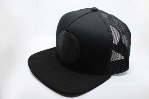ACZ124 BLACK DEMOLITION SUEDE FLAT PEAK TRUCKER CAP