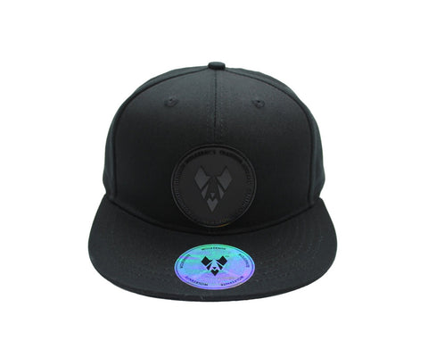 ACZ117 BLACK ON BLACK FLAT PEAK BASEBALL CAP